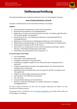 Stellenausschreibung Kreisbrandmeister